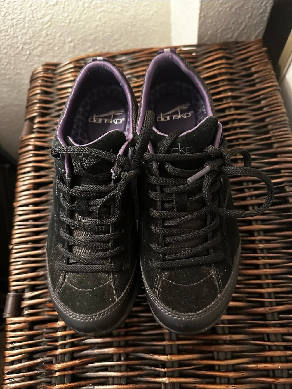 Dansko Women's Black and Purple Casual Lace-Up Sneakers hiking shoes